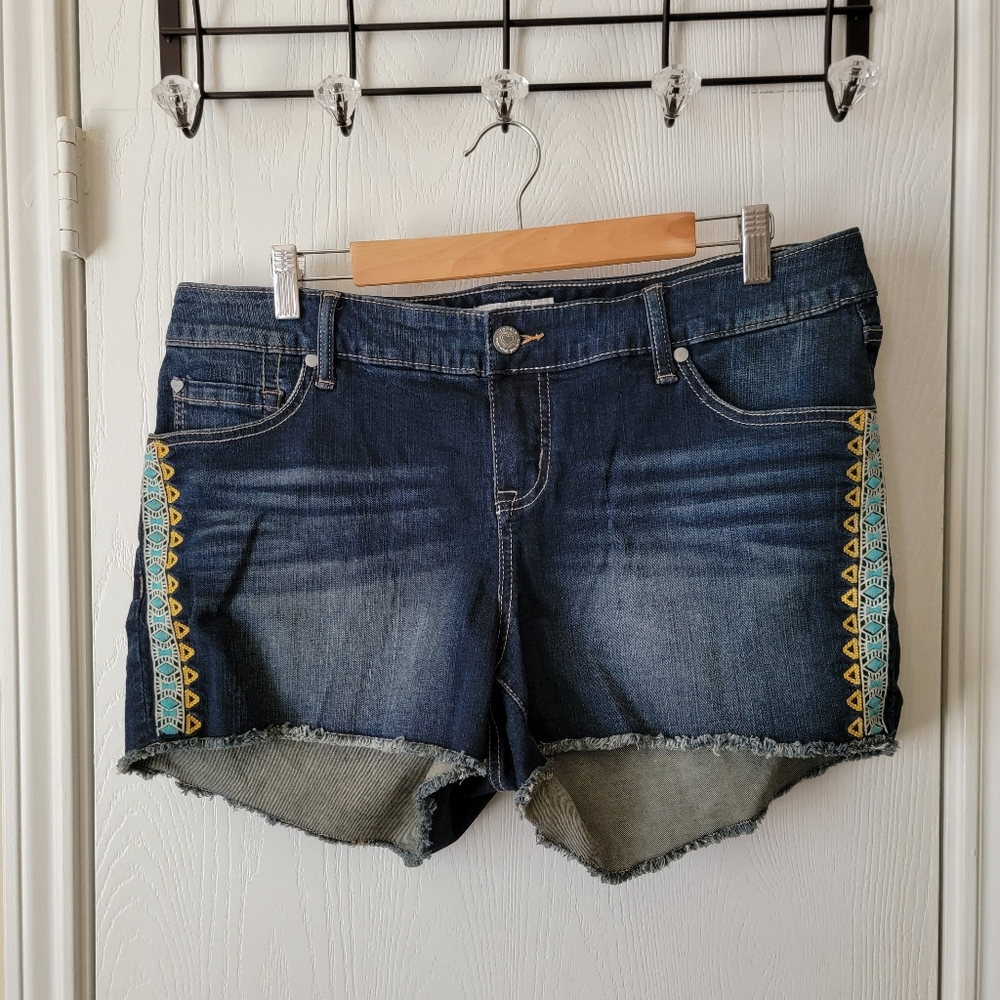 Torrid Embroidered Jean Shorts